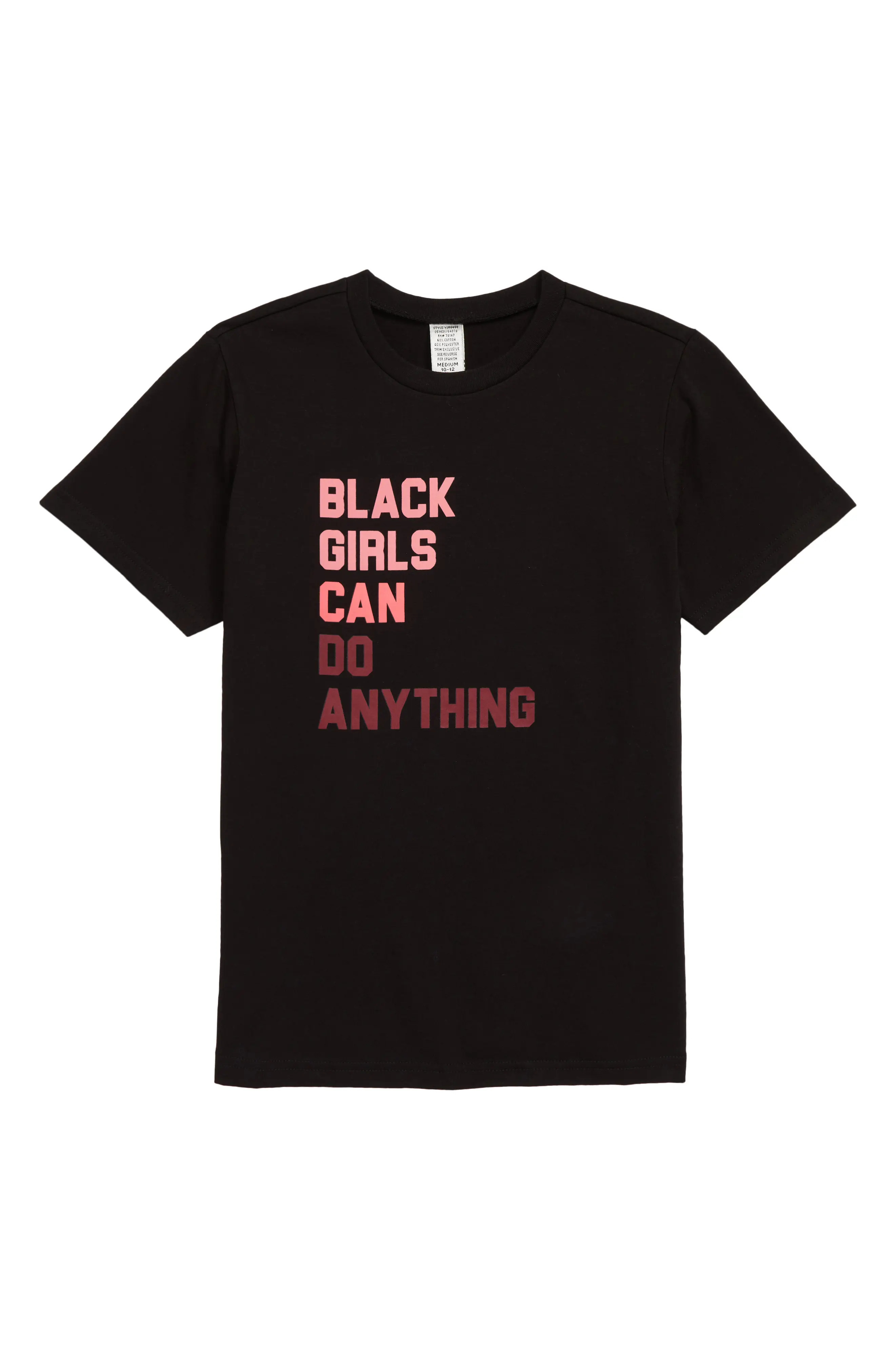 Typical Black Tees Kids' Black Girls Can Do Anything Graphic Tee in Black With Pink Ombre at Nordstr | Nordstrom