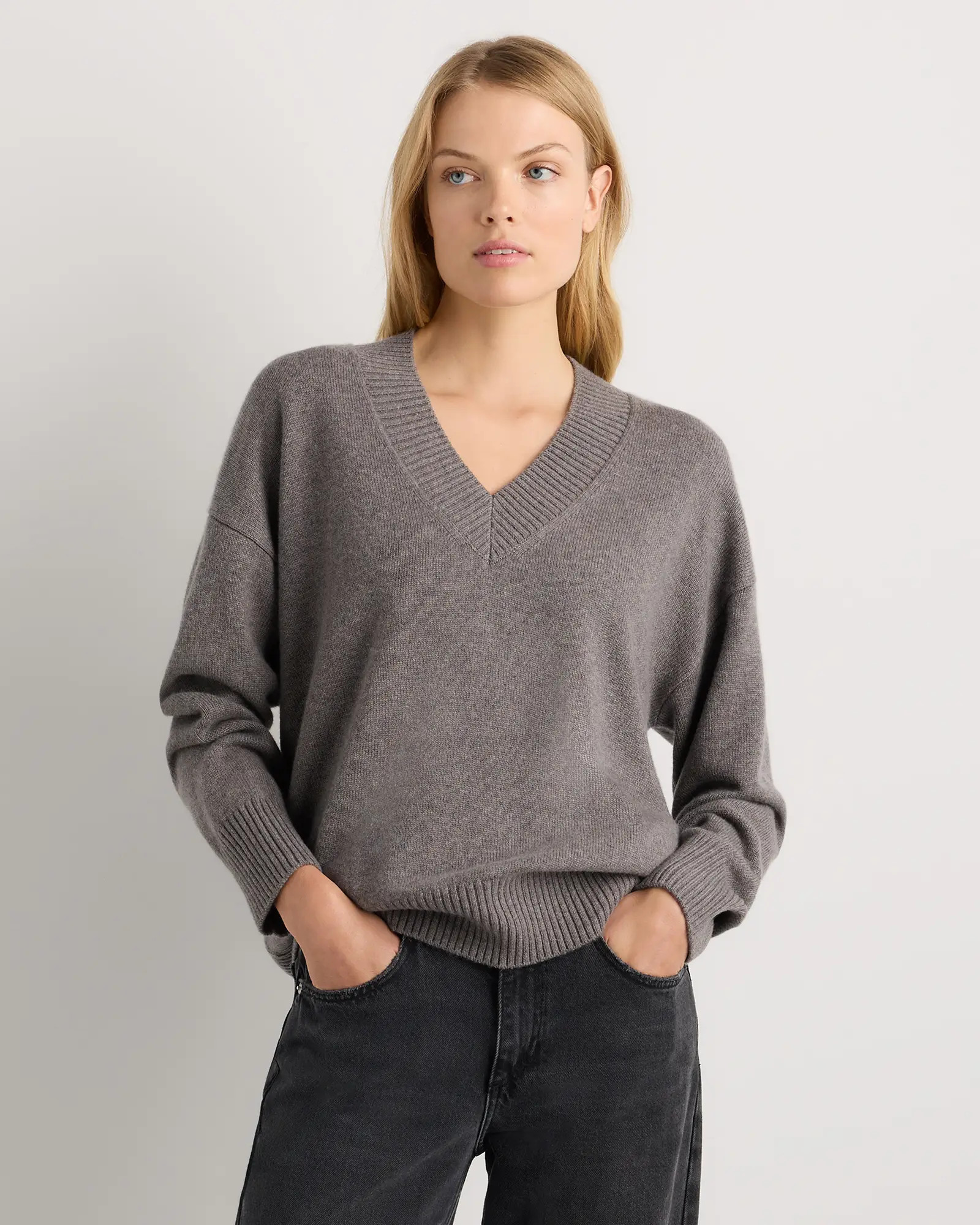 Mongolian Cashmere Oversized V-Neck Sweater | Quince