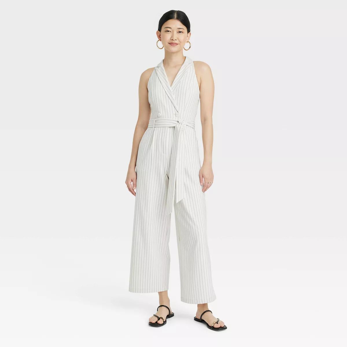Women's Overt Occasion Jumpsuit - A New Day™ Cream Striped S | Target