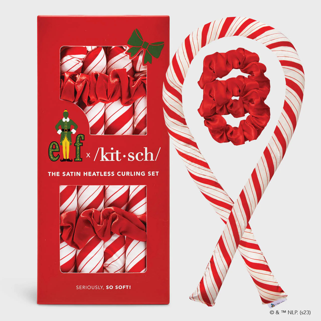 elf x Kitsch Satin Heatless Curling Set - Candy Cane | Kitsch