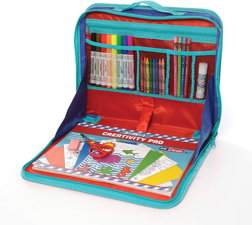 Corporation EZDesk Travel Activity Kit, Laptop Style Desk with Writing and Kids Art Supplies, Per... | Amazon (US)