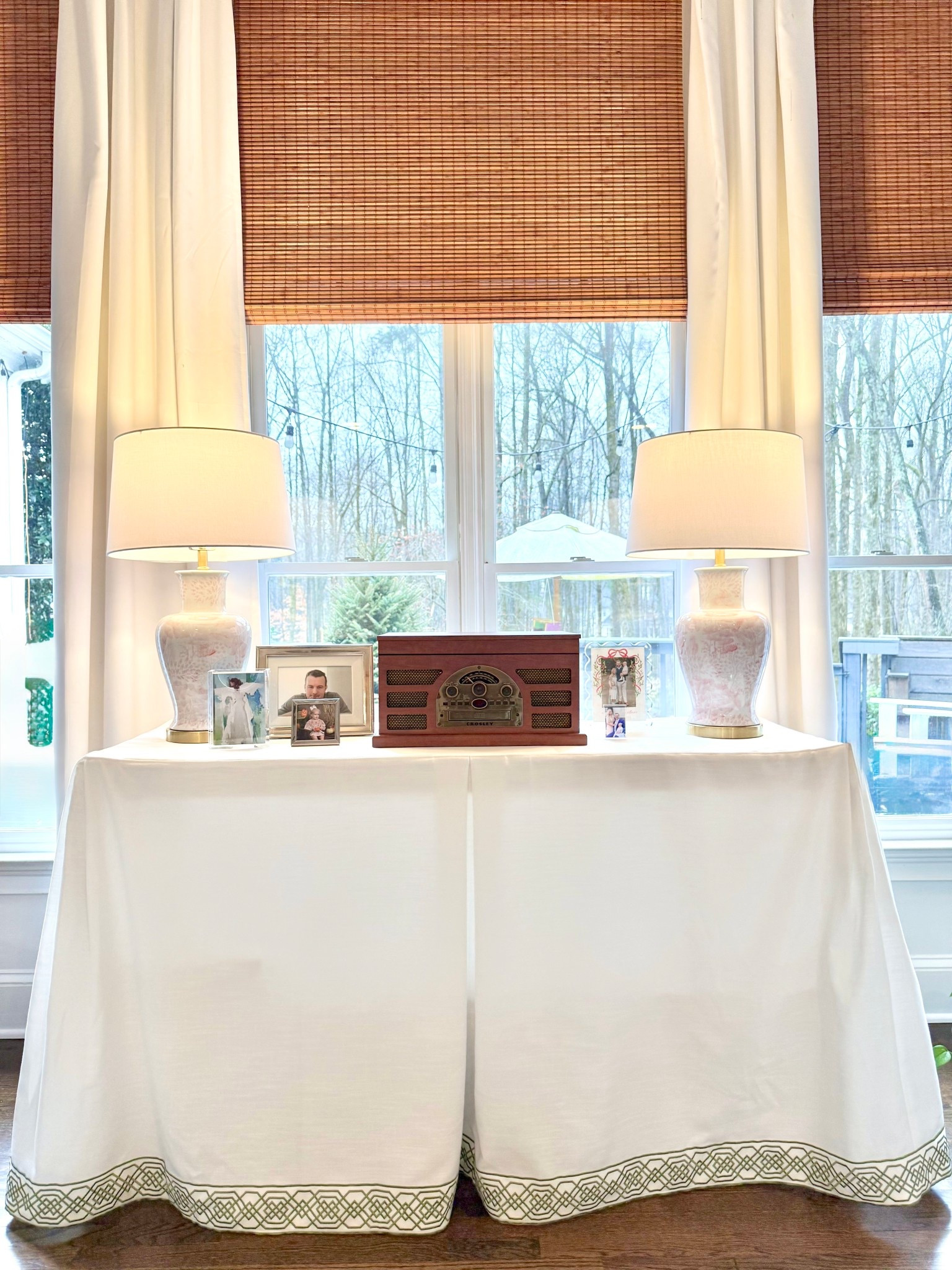 I love this custom console cover I found on Etsy! I messaged the seller and he was able to make the cover in the exact dimensions of the table we had. The material is great quality in person, the trim is nice and thick! Love it! ￼

#LTKSeasonal #LTKHome