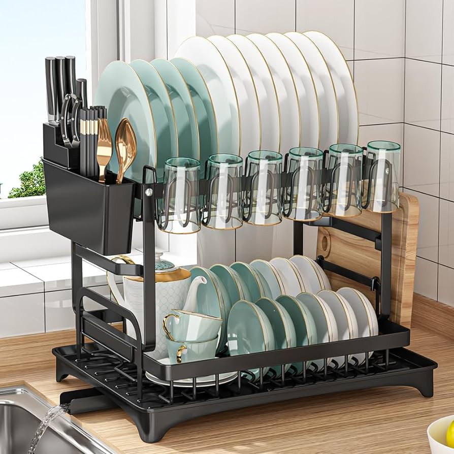 Dish Drying Rack, Multifunctional Dish Rack, Rustproof Kitchen Dish Drying Rack with Drainboard, ... | Amazon (US)