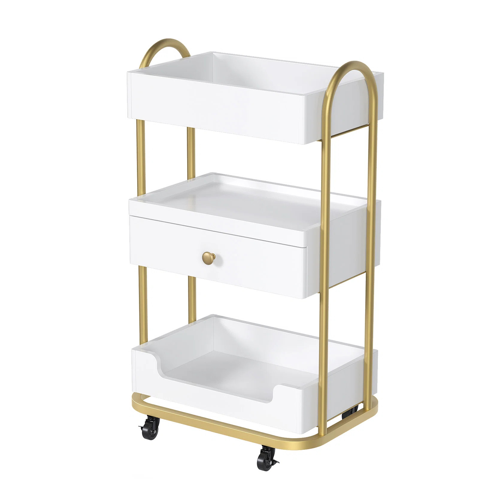 White Salon Trolley Cart With 3 Trays And 1 Drawer | Wayfair North America