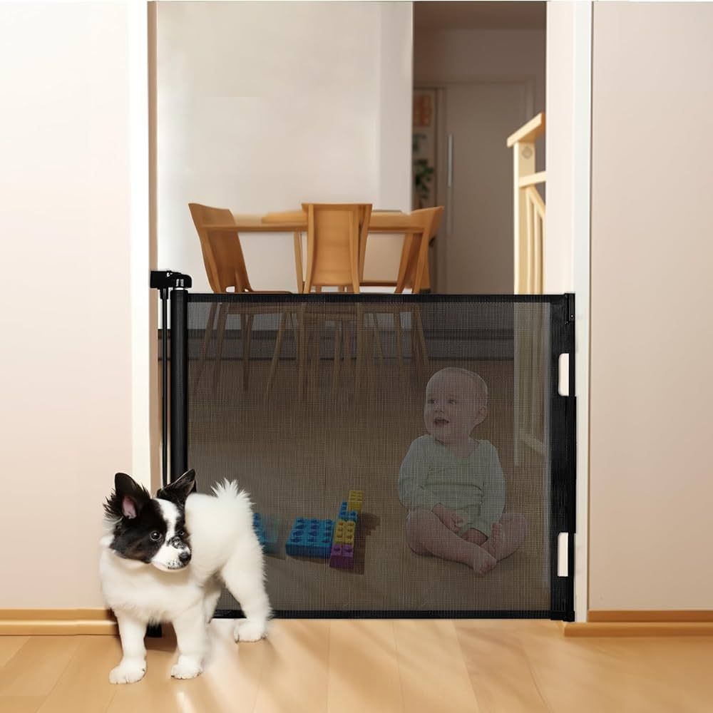 dearlomum Retractable Baby Gate,Mesh Baby Gate or Mesh Dog Gate,33" Tall,Extends up to 55" Wide,C... | Amazon (US)