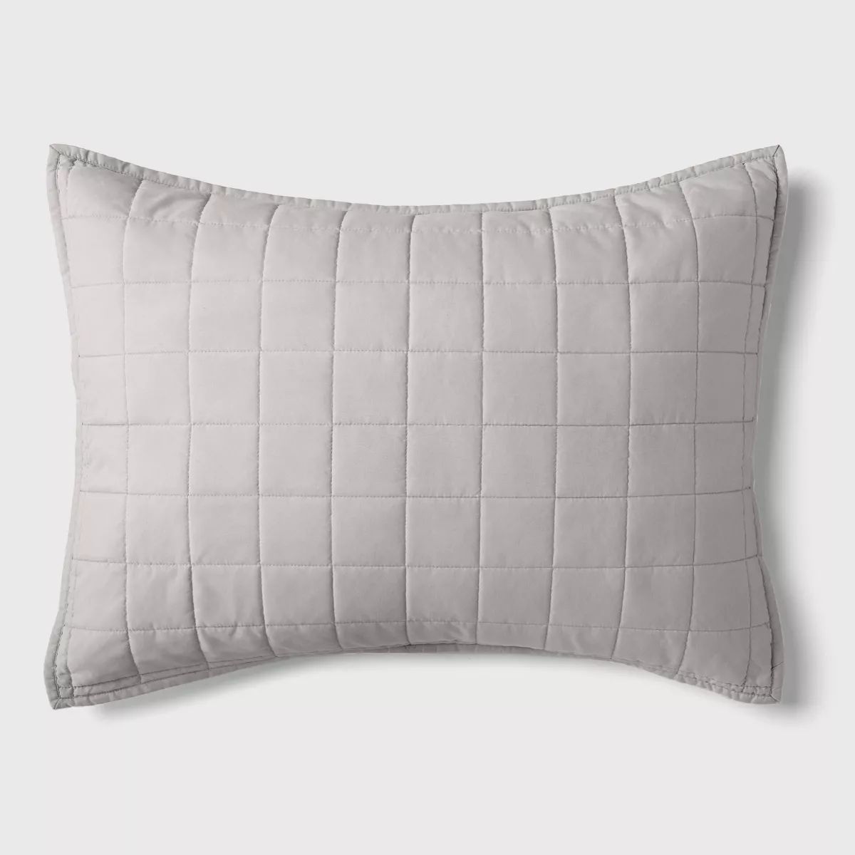 Box Stitch Microfiber Kids' Sham Gray - Pillowfort™ | Target