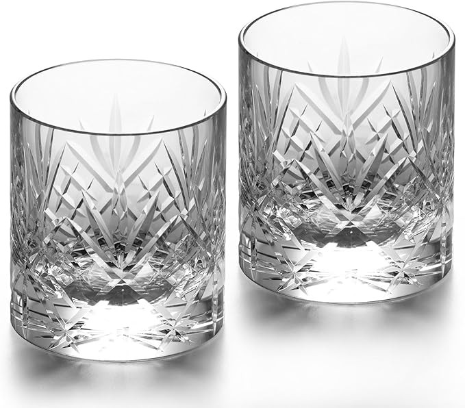 KAMMAK Crystal Whiskey Glasses Set of 2, Handcrafted 7.1oz Old Fashioned Glasses Stemless, Luxury... | Amazon (US)