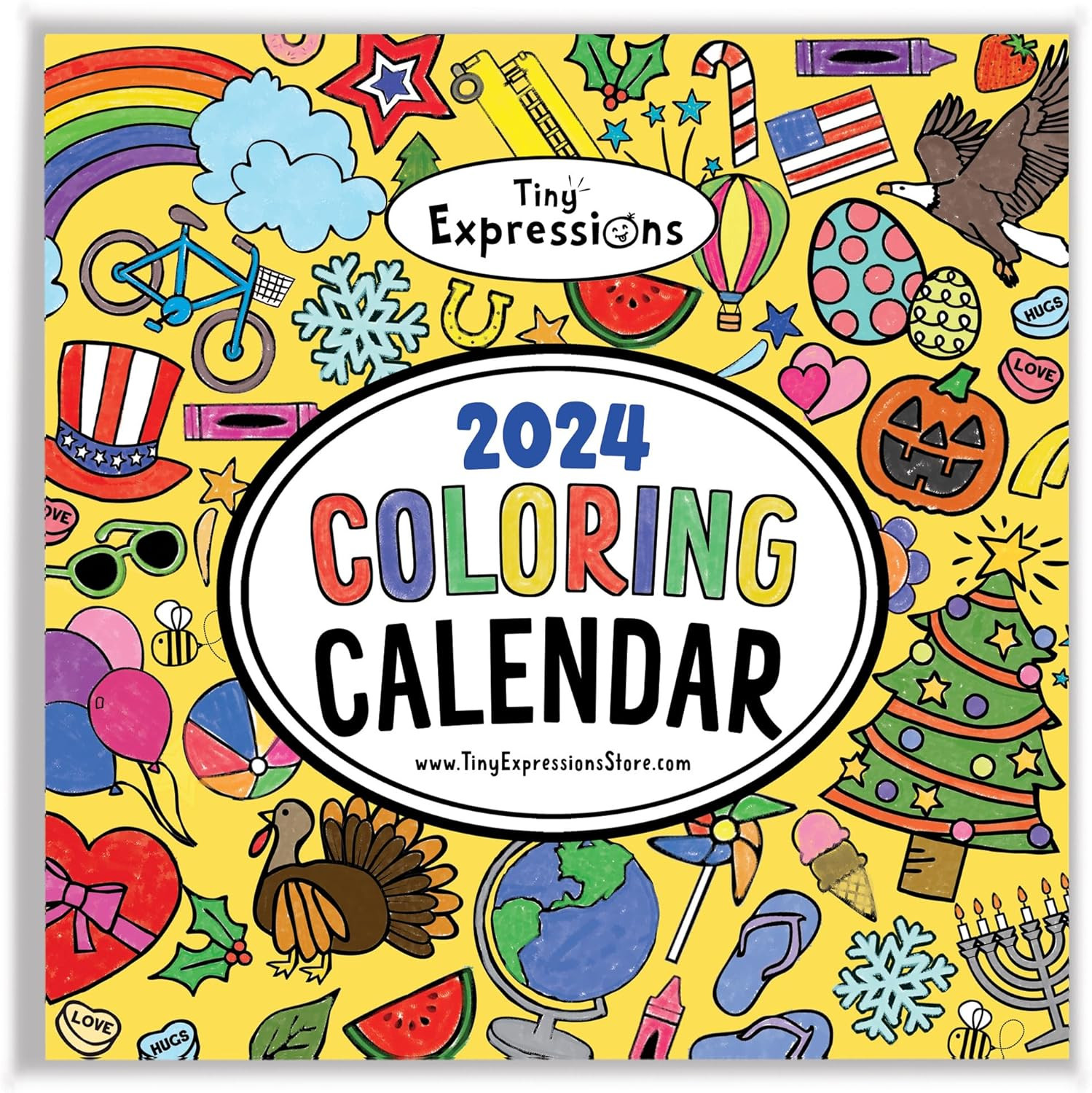 Tiny Expressions - Coloring 2024 Calendar for Kids - Monthly Wall Calendar with Months, Days & Un... | Amazon (US)