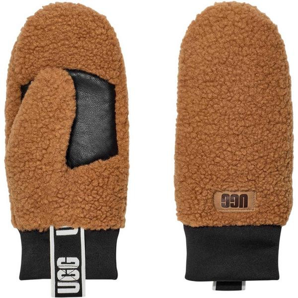 Women's UGG UGGfluff With Logo Tape Mittens L/XL Chestnut | Scheels Sports