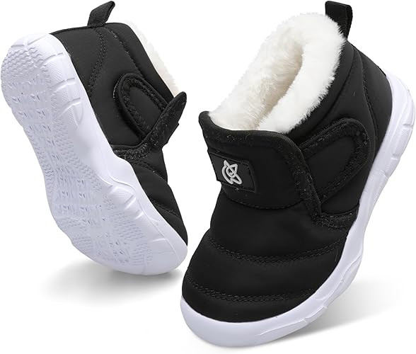 QFH Baby Boys Girls Winter Warm Shoes Cozy Fleece Snow Boots Toddler Non-Slip Walking Shoes Infan... | Amazon (US)