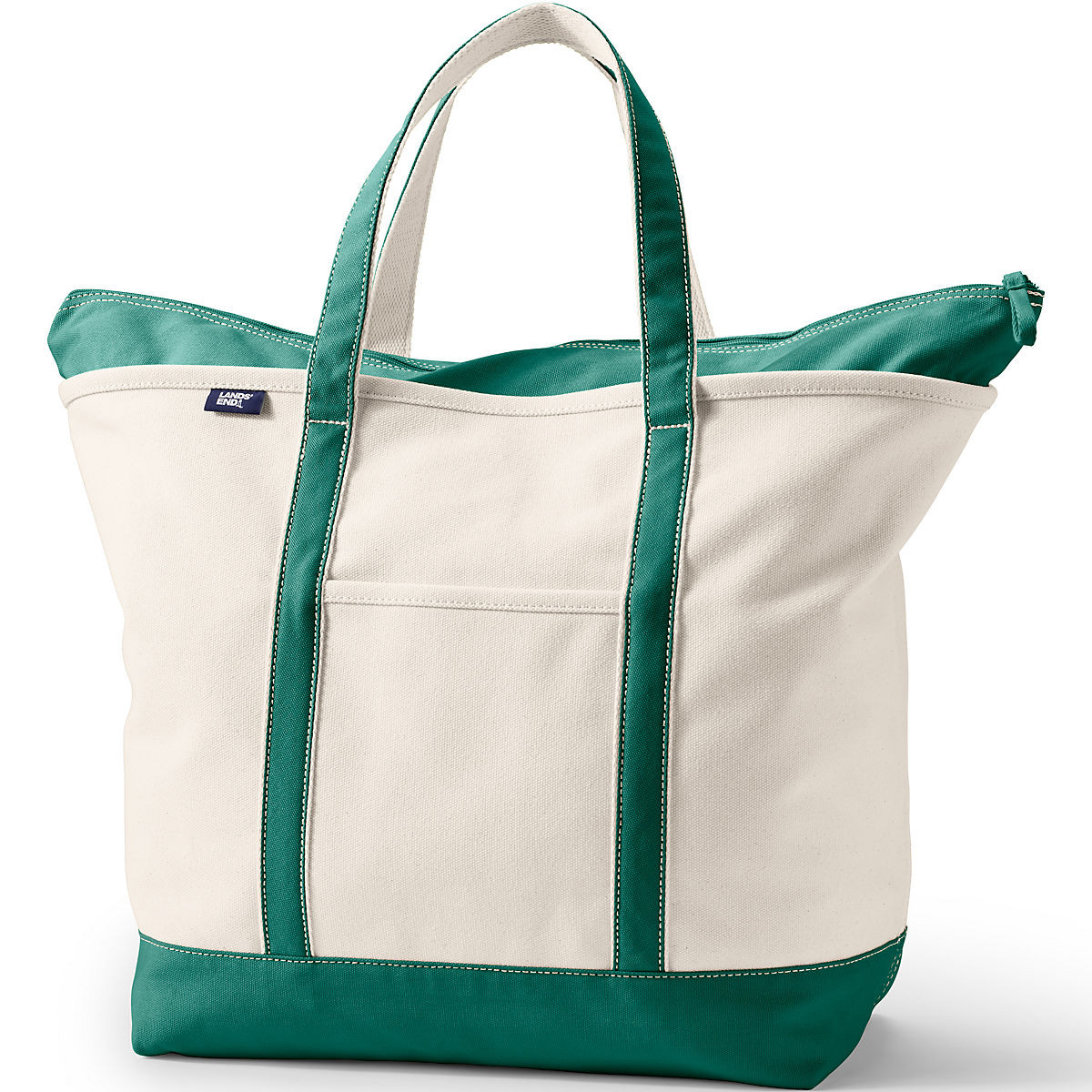 Extra Large Natural 5 Pocket Zip Top Canvas Tote Bag | Lands' End (US)