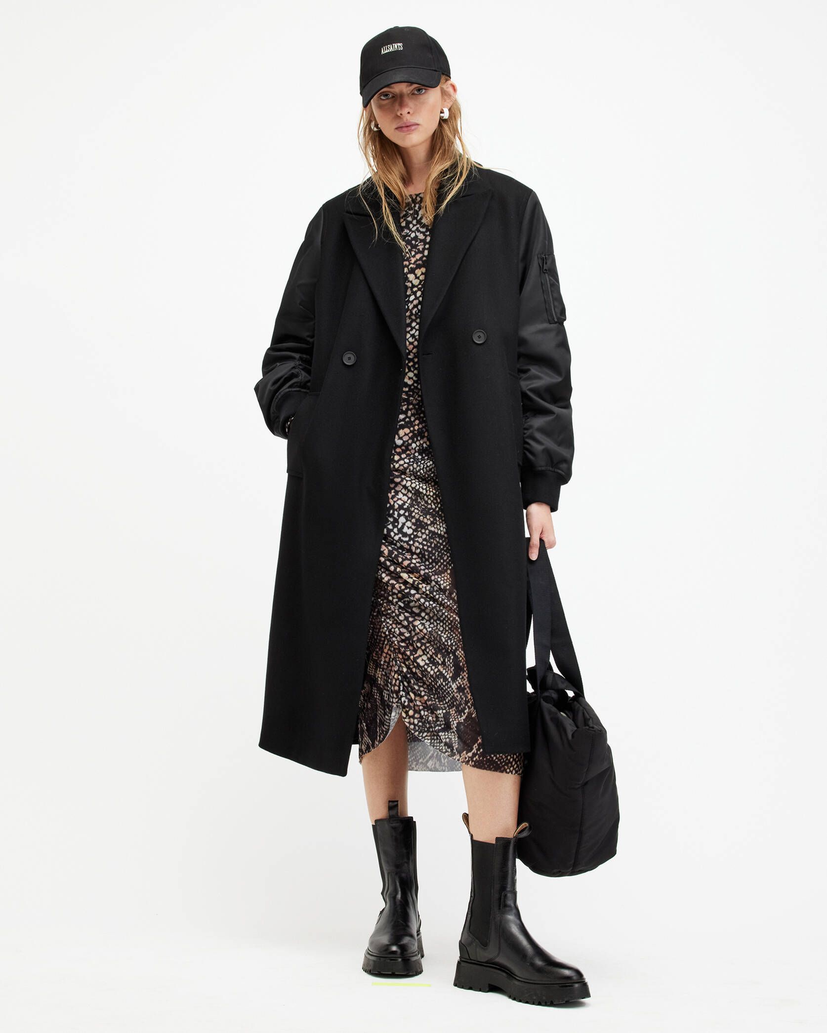 Paulah Wool Cashmere Blend Long Coat Black | ALLSAINTS | AllSaints UK