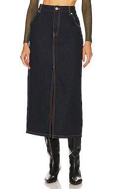Helmut Lang Slit Midi Skirt in Indigo Rinse from Revolve.com | Revolve Clothing (Global)