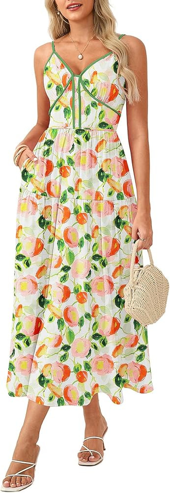 GRACE KARIN Womens Summer Floral Maxi Dresses 2026 Spaghetti Strap Wedding Guest Resort Wear Boho... | Amazon (US)