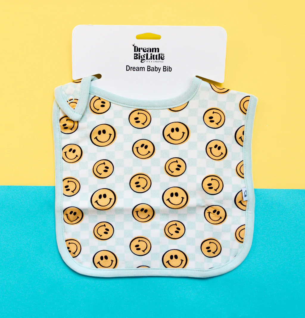 BE HAPPY CHECKERS DREAM BABY BIB | Dream Big Little Co.