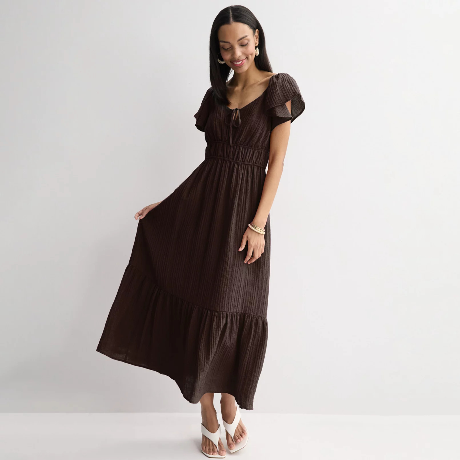 Women's Nine West Flutter Sleeve Maxi Dress | Kohl's