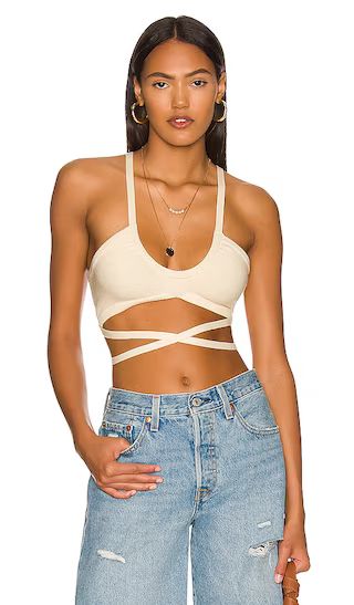 Jourdin Tie Crop Top in Ivory | Revolve Clothing (Global)