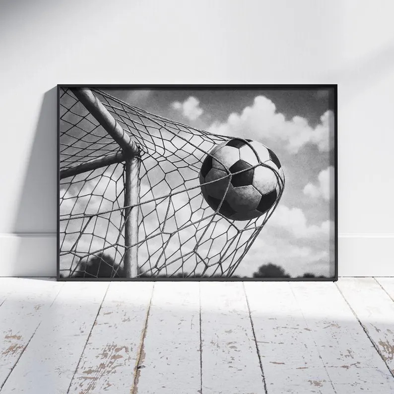 Soccer Goal Black and White Print: Sports Teen Wall Art (Digital Download A0-A3 JPGs) | Etsy (Global)