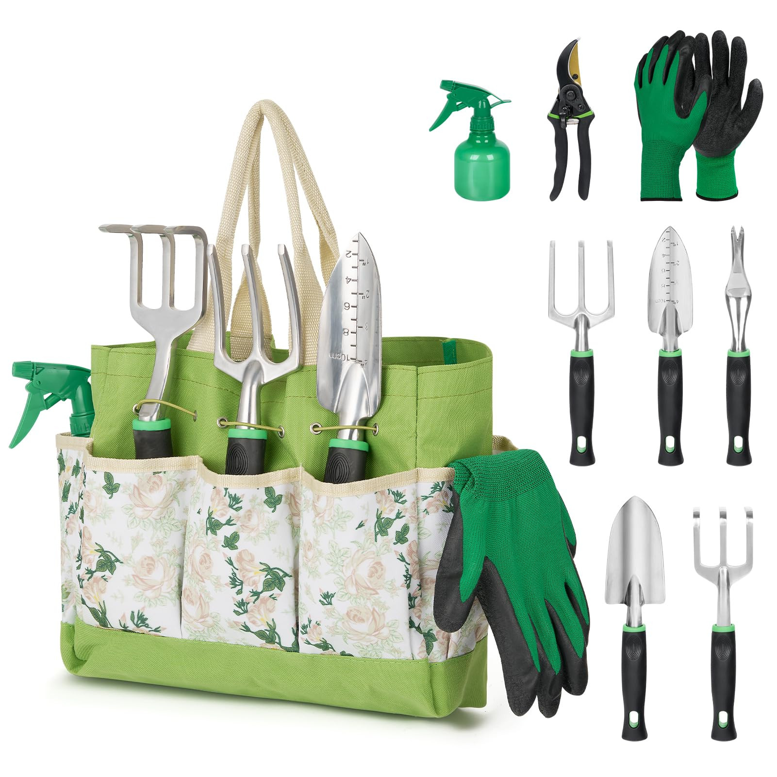 GreatBuddy Garden Tool Set for Women, 9 Piece Heavy Duty Rust-Proof Gardening Tool Set with Ergon... | Amazon (US)