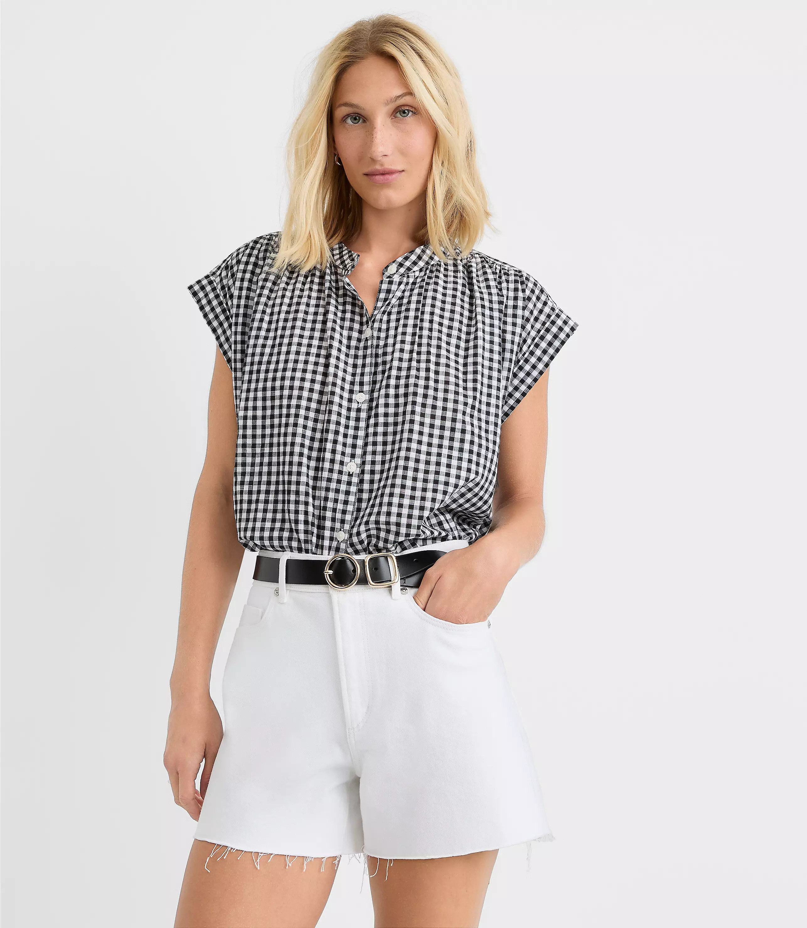 Gingham Everyday Dolman Shirt | LOFT