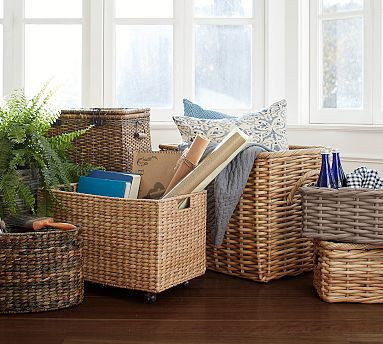 Small Lidded Basket - 15.75"W x 8.75"H | Pottery Barn (US)