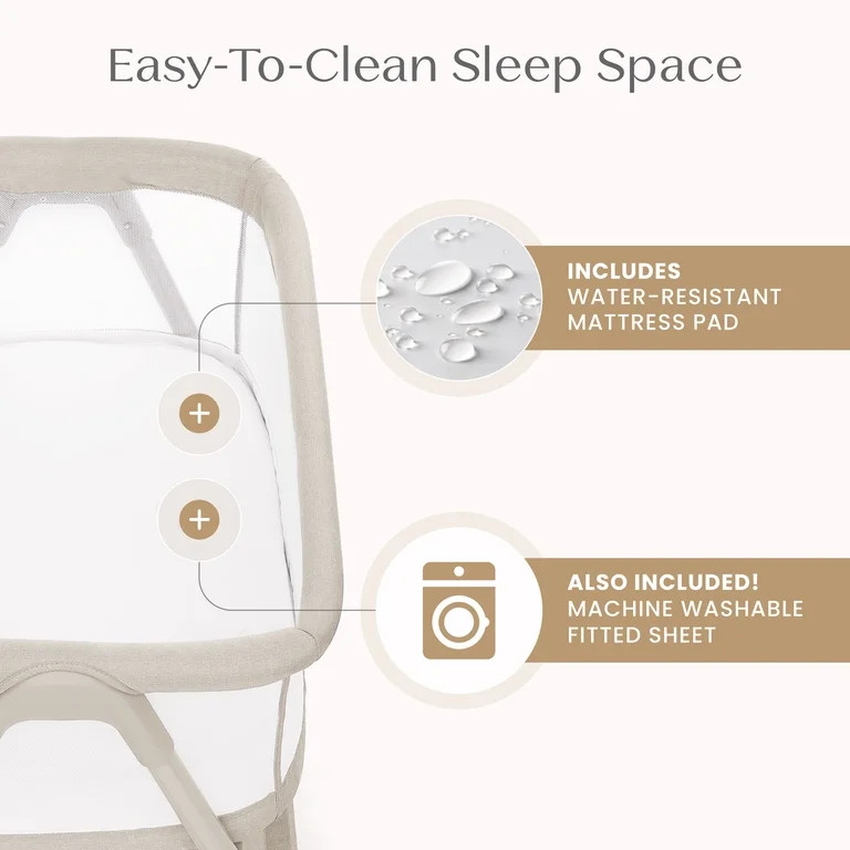 Delta Children Haven AirFlow Bassinet with Breathable Mesh and Wheels, Tan | Walmart (US)