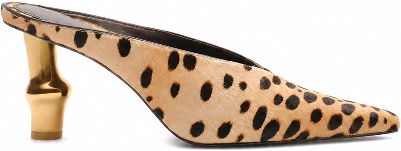 Women's Leopard Print Heeled Mules Pointed Toe Slip On Pumps | Amazon (US)