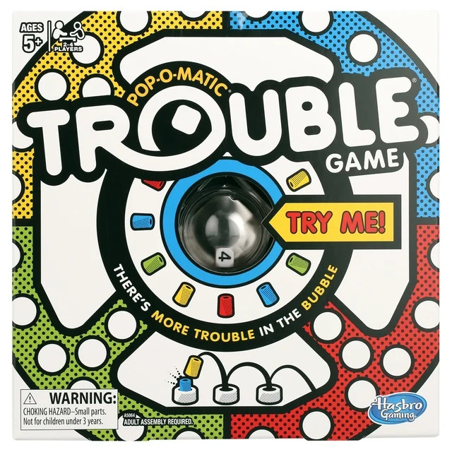 Pop-O-Matic Trouble Kids Board Game, Family Games for 2-4 Players, Christmas Gifts for Kids, Ages... | Walmart (US)