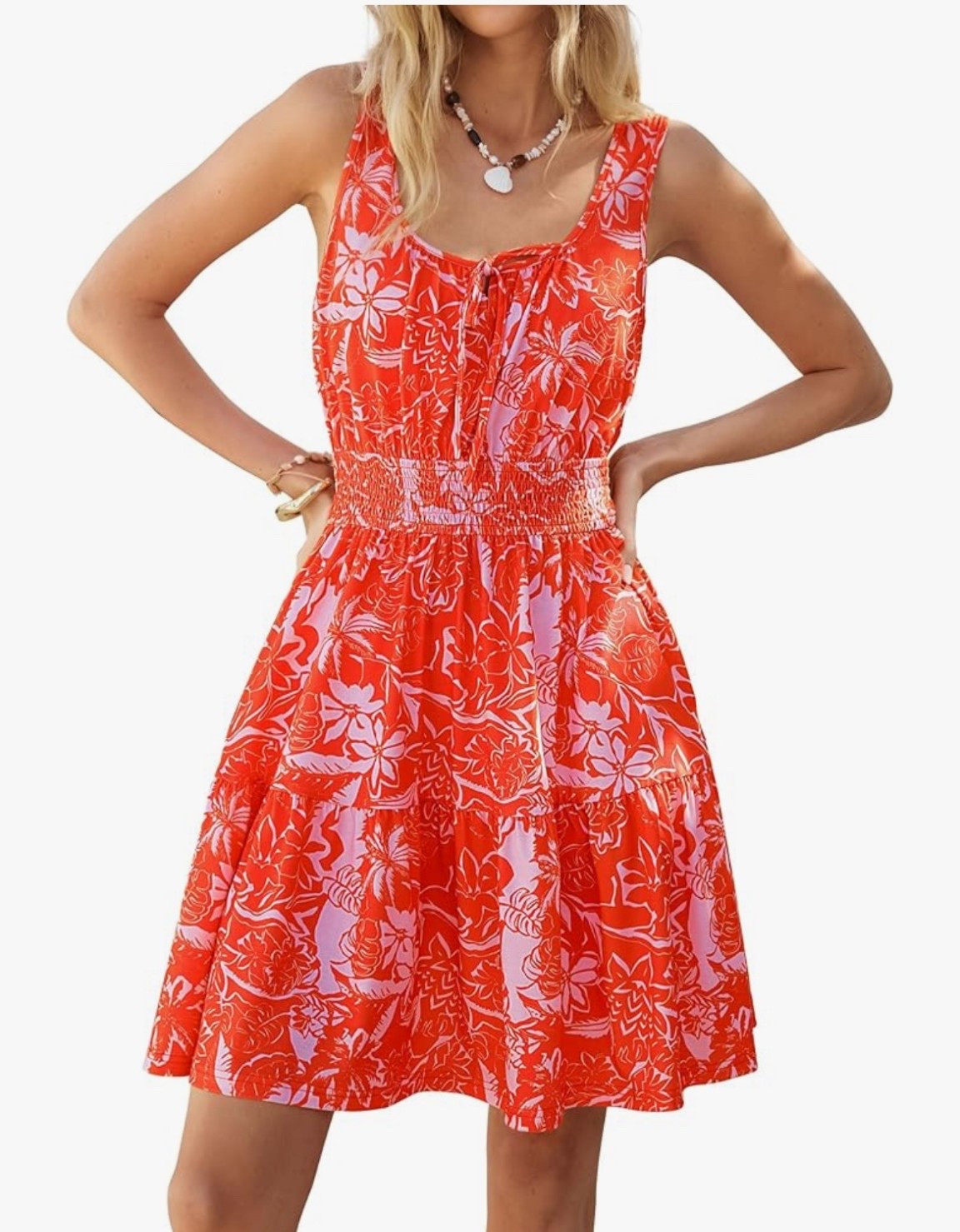 Bright floral mid length sundress 

#LTKmomlife #LTKOver40 #LTKMidsize