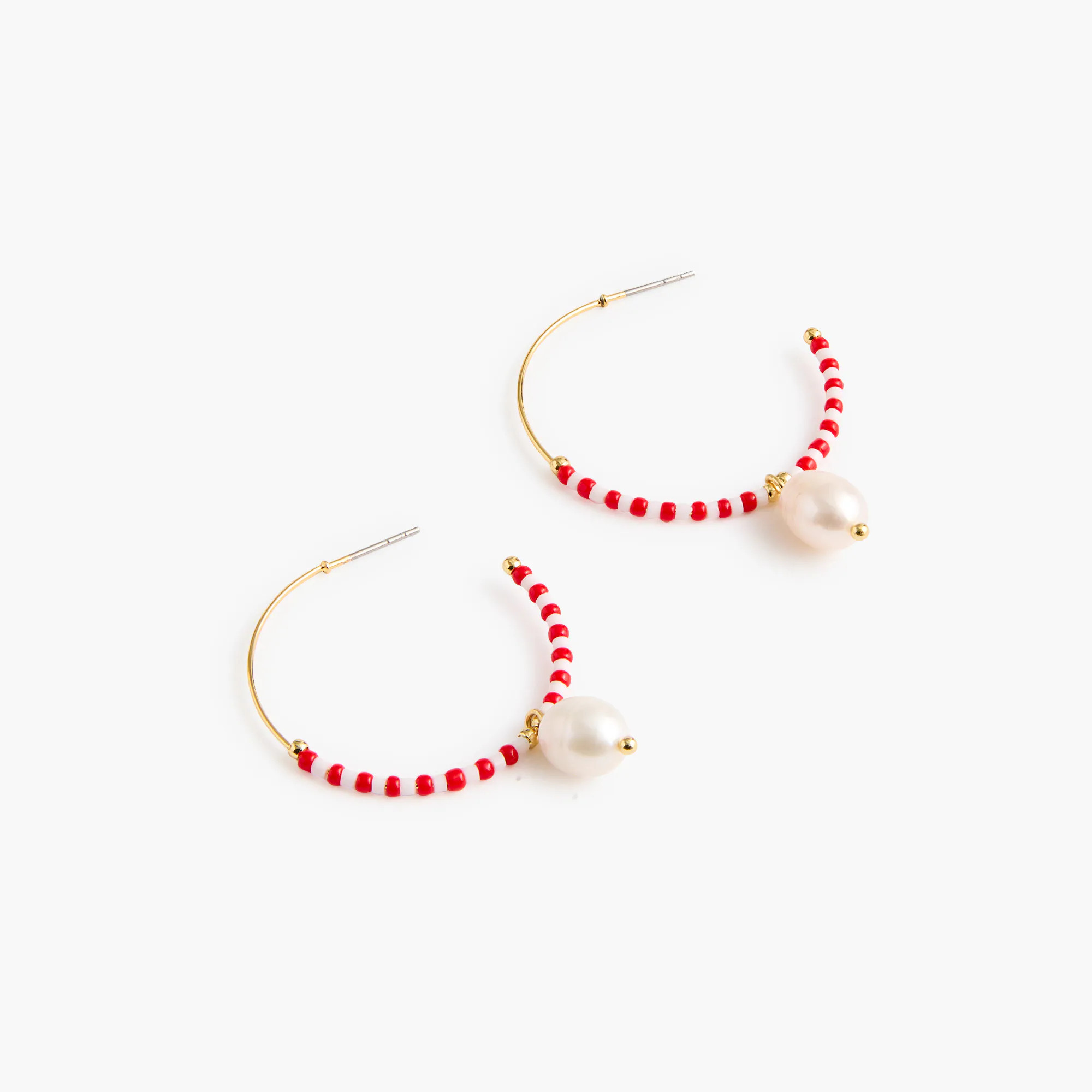 Beaded pearl drop hoop earrings | J.Crew Factory