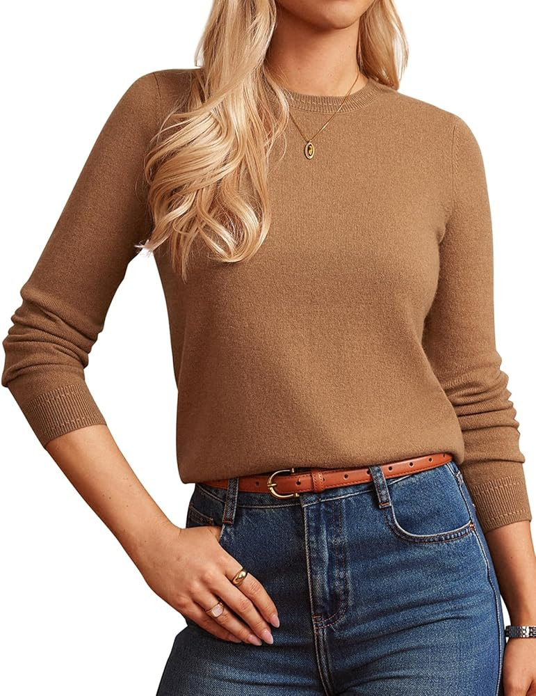 GRACE KARIN Women Cashmere Sweater Crew Neck Merino Wool Soft Pullover Layer Dressy Casual 2025 F... | Amazon (US)