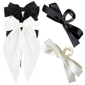 Ahoney 4 Pack Hair Bows for Women, Silky Satin Hair Bows Clips for Women Girls, Bow Claw Clips fo... | Amazon (US)