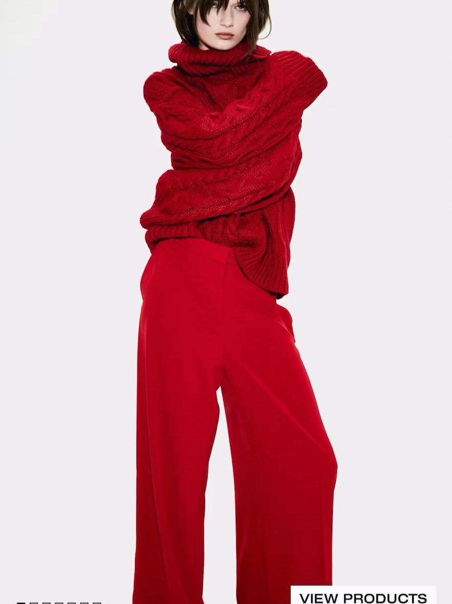 Red wide leg pants red sweater holiday party outfit Christmas outfit 

#LTKHoliday #LTKSeasonal #LTKVideo
