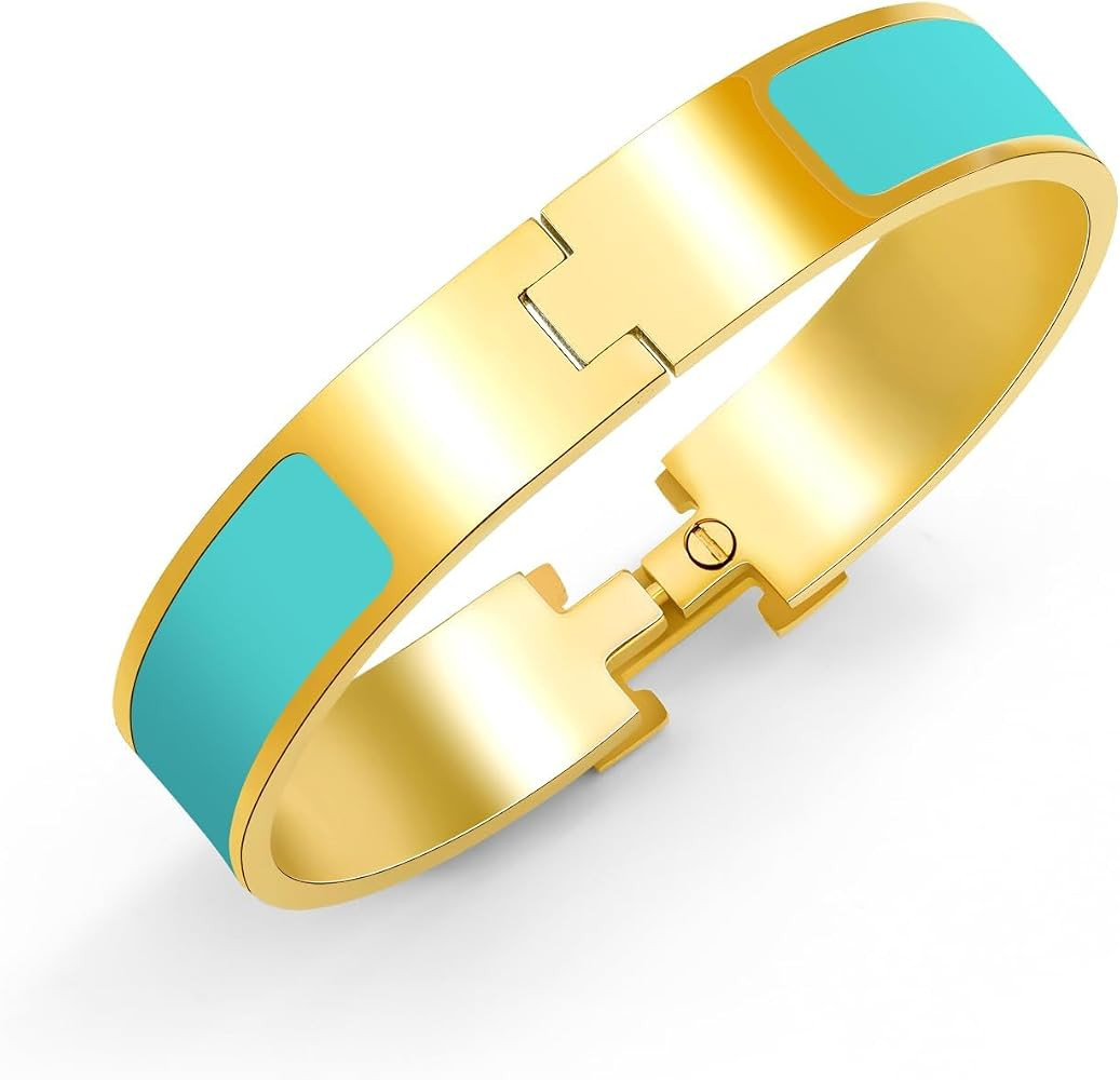 AREH 18K Gold Plated Enamel Letter Bracelet (12mm)- A Trendy Token of Love and Friendship | Amazon (US)