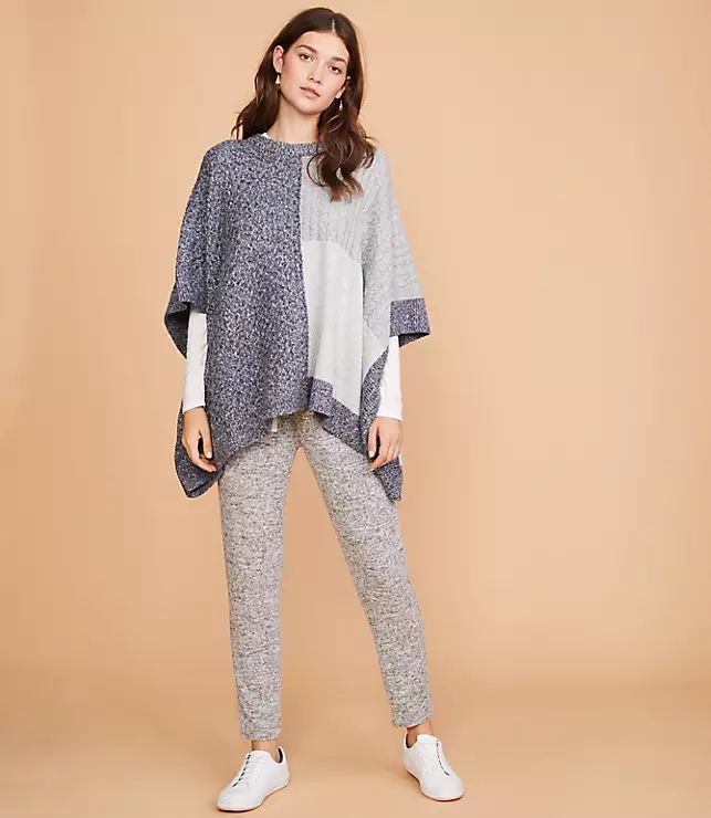 Lou & Grey Patchwork Poncho Sweater | LOFT