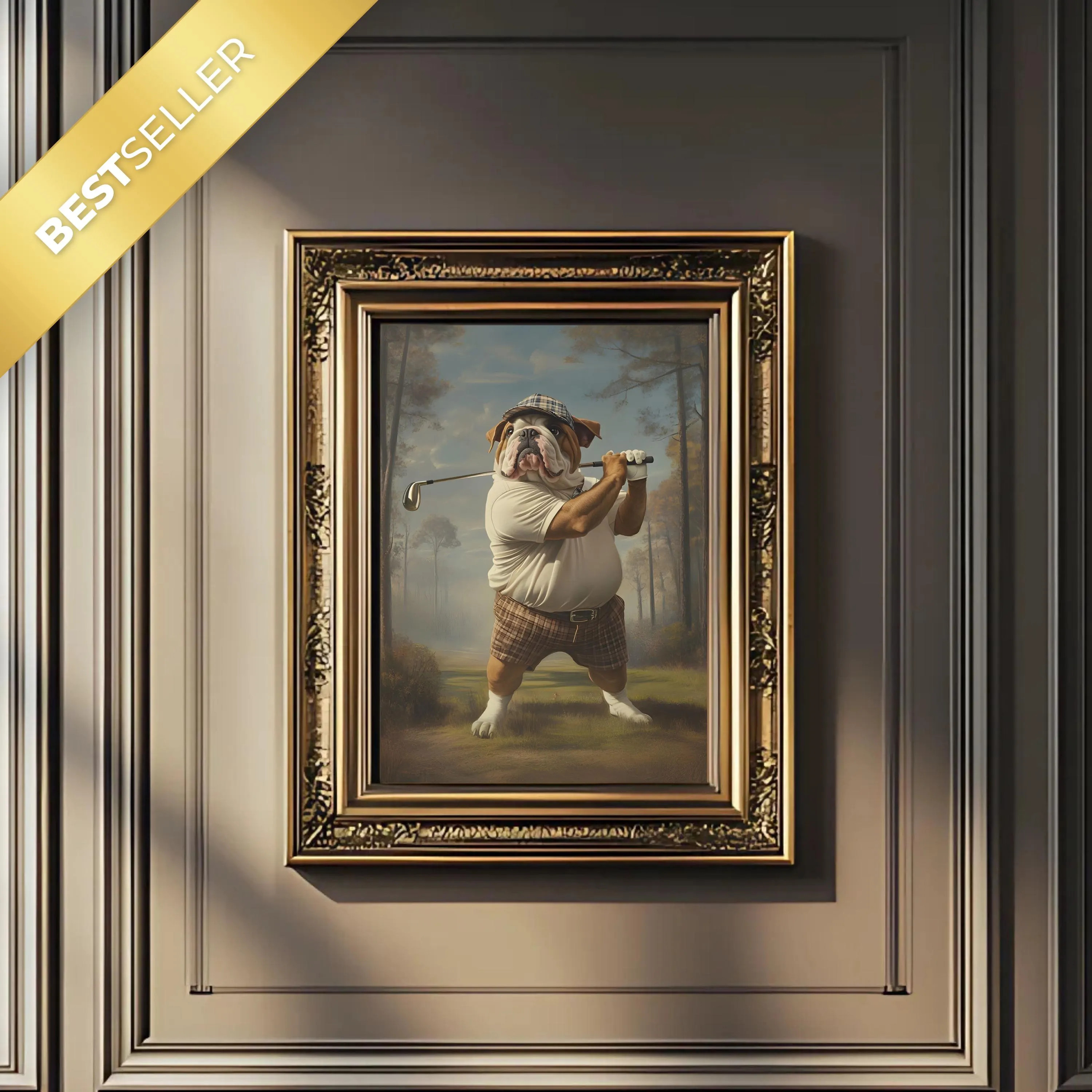 Funny Bulldog Golfer Poster: Vintage Style Pet Humor Wall Art | Etsy (Global)