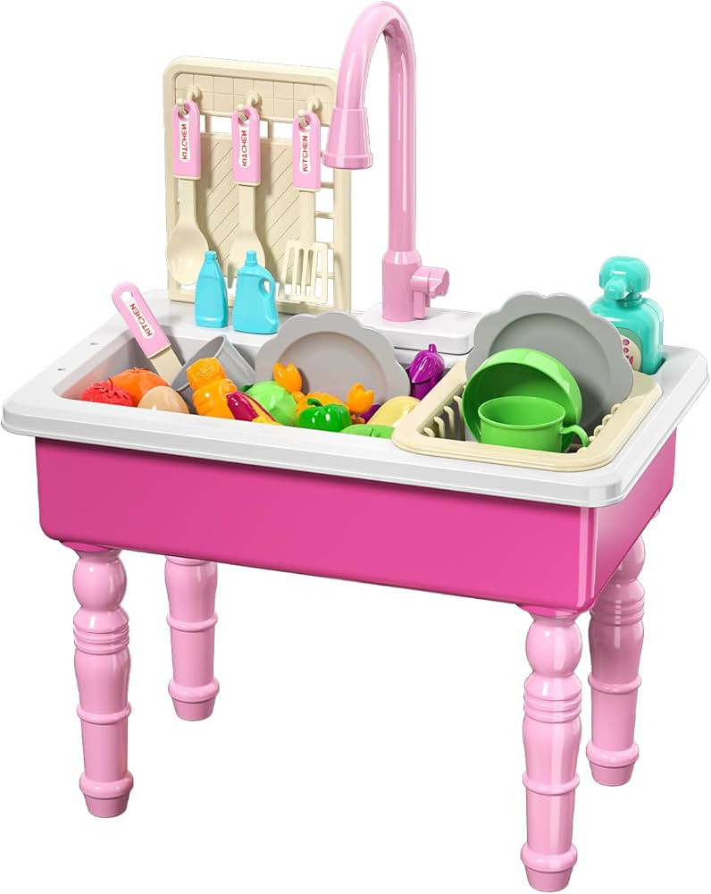Lucky Doug Play Kitchen Sink Toy with Running Water, Dishwasher and Upgraded Automatic Water Cycl... | Amazon (US)
