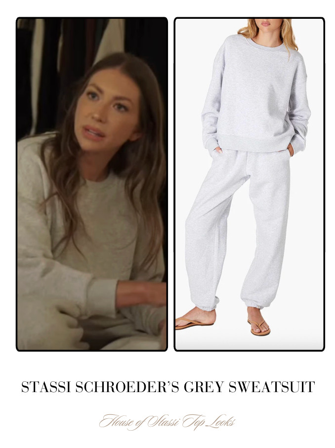 Stassi Schroeder's Grey Sweatshirt and Sweatpants // Info: Stassi Schroeder