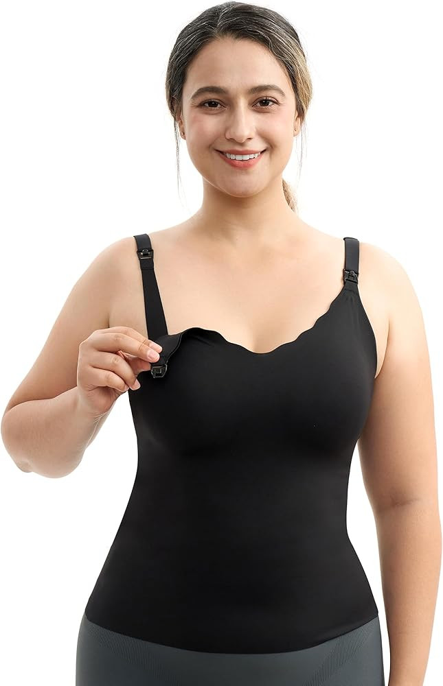 Momcozy Nursing Tank Tops for Breastfeeding, Seamless Nursing Cami with Built-in Bra, Adjustable ... | Amazon (US)