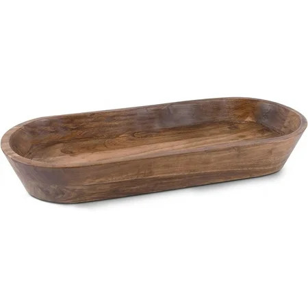 Wooden Dough Bowl - Natural Acacia Wood Rustic Dough Bowl - Handmade Decorative Bowls for Home Decor, Bathroom, Kitchen Counter, & More - Large Dough Bowl for Decor, Cosmetics, Keys, & More | Walmart (US)