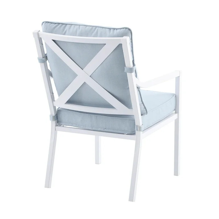 My Texas House Cambria Steel Outdoor Patio Dining Chair - Set of 2, Blue | Walmart (US)