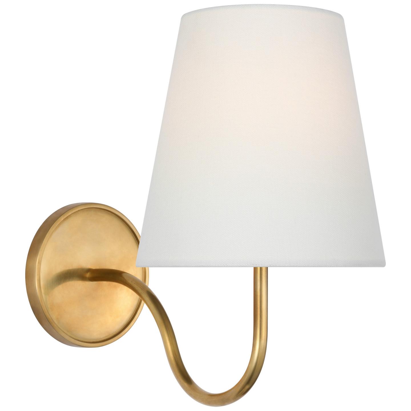 Lyndsie Small Sconce in Hand-Rubbed Antique Brass with Linen Shade | Visual Comfort