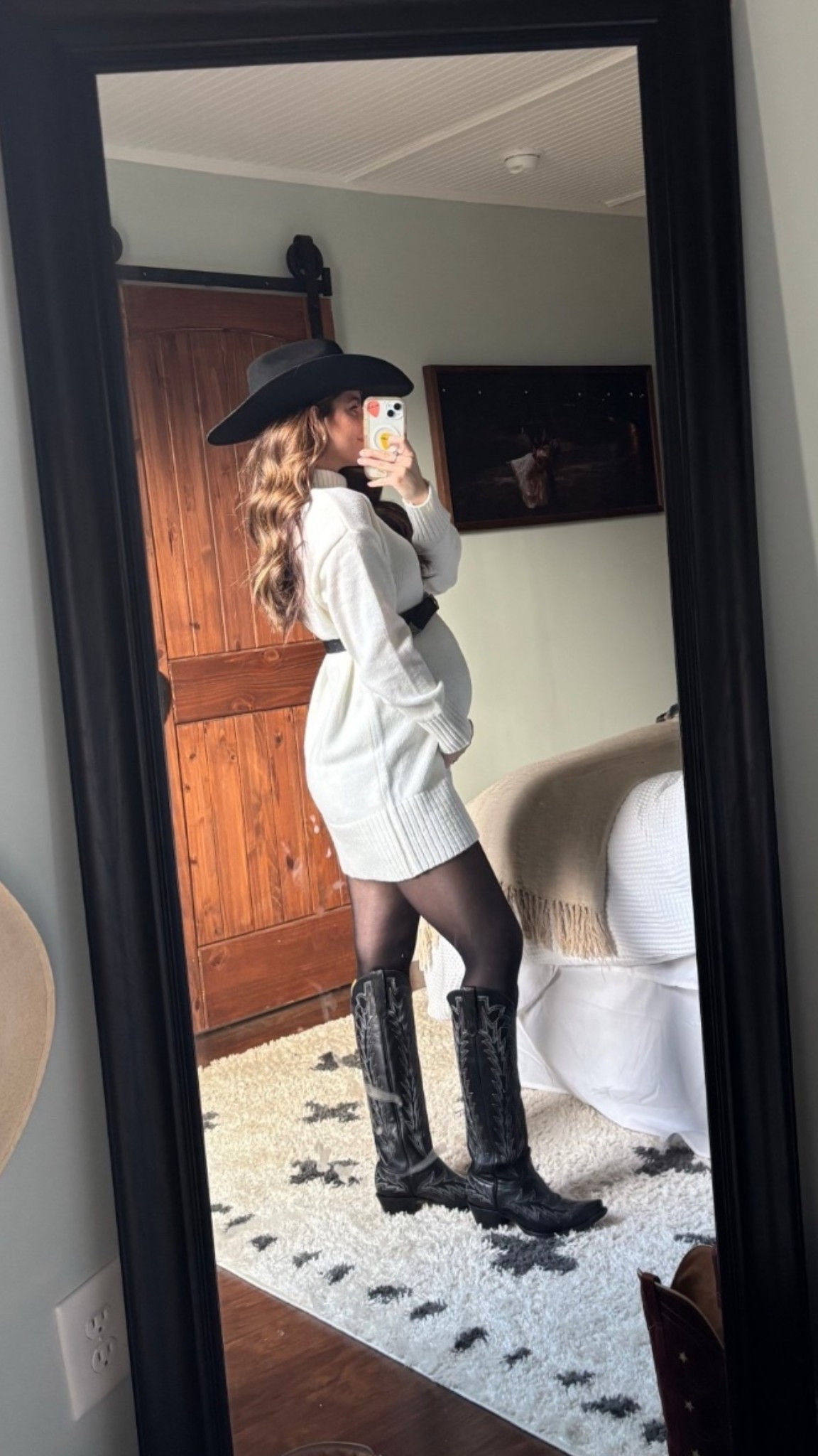 Bump friendly winter outfit! I get asked on Pinterest about it these boots all the time and can finally link them! Also beaus little handprints on my mirror 🥹😭😭

#LTKGiftGuide #LTKdayinmylife #LTKHoliday
