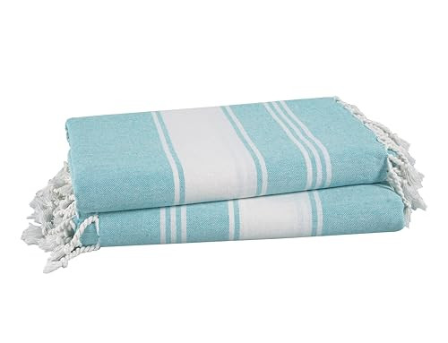LANE LINEN Beach Towel 2 Pack, Oversized Beach Towel 39"x71", Lightweight Beach Essentials for Women, Large Pool Towel, Absorbent & Quick Dry, Sand Free Beach Towel - Aqua | Amazon (US)
