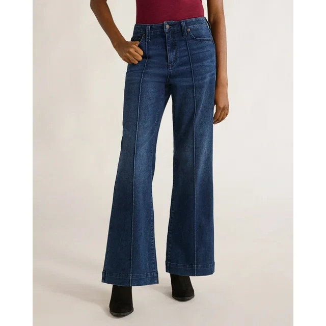 Time and Tru Women's High Rise Wide Leg Jean, Available in Regular, Short, Long Inseams | Walmart (US)