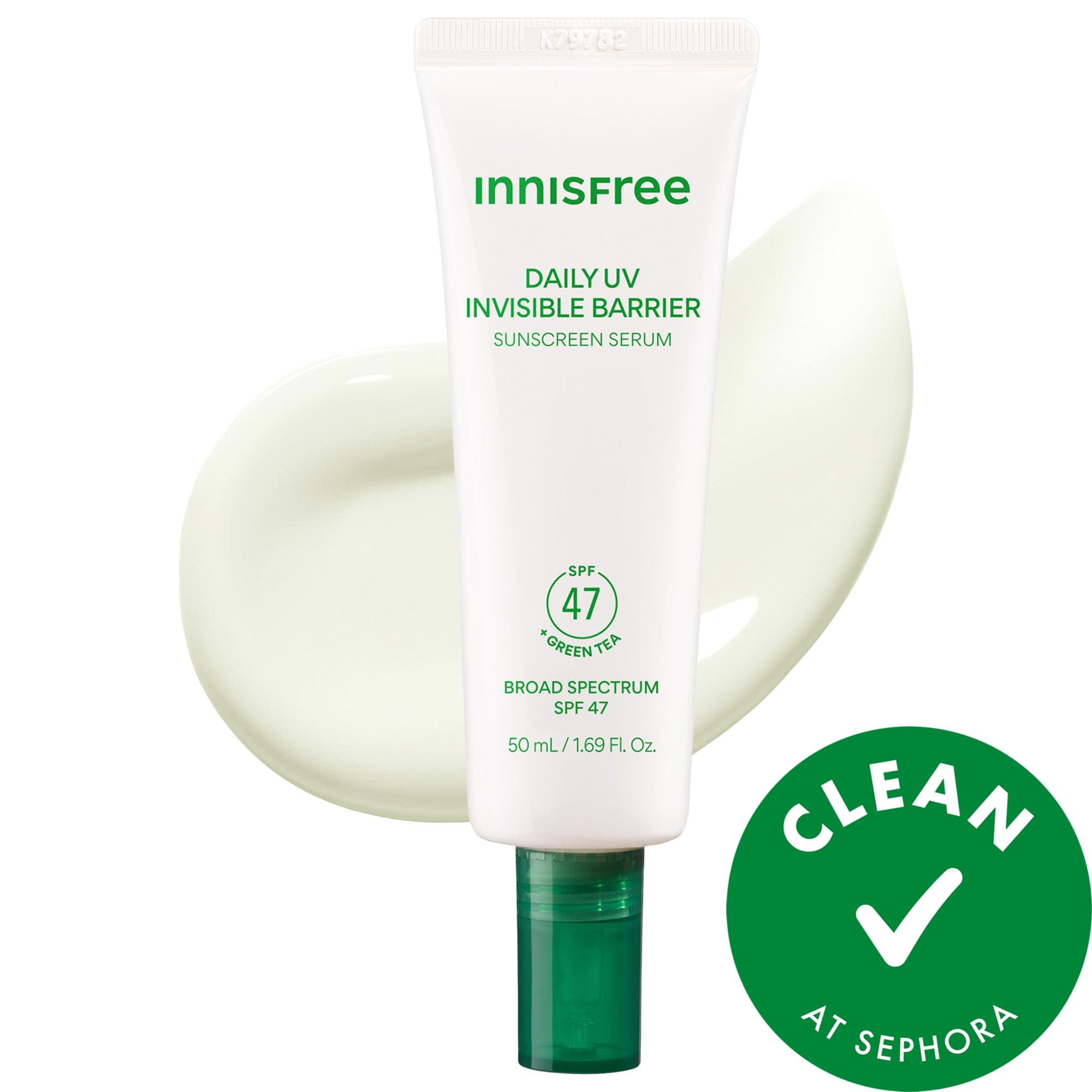 innisfree Invisible Barrier Korean Sunscreen Serum SPF 47 with Jeju Green Tea + Hyaluronic Acid 1.69oz/50ml | Sephora (US)