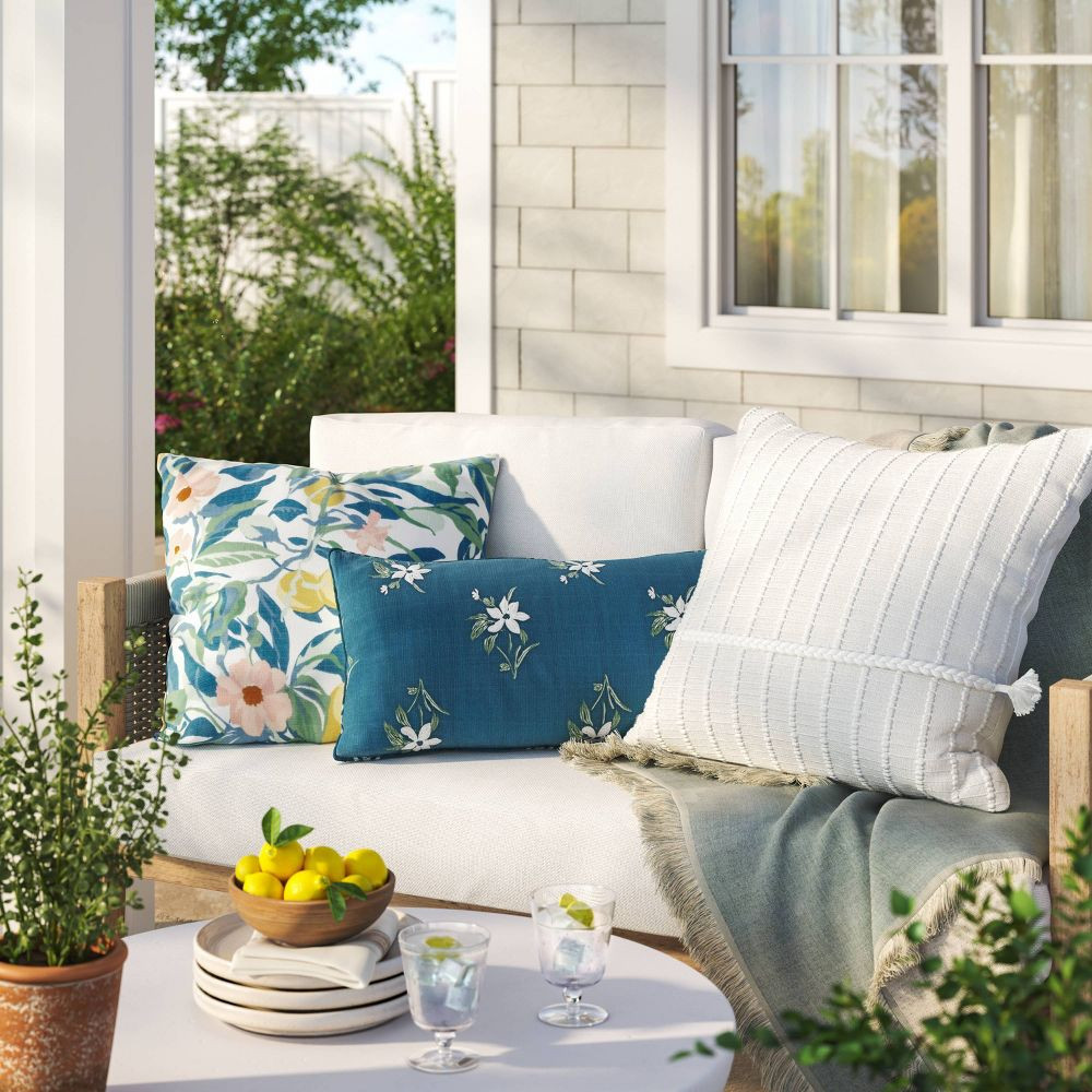 20"x20" Textural Solid Square Indoor Outdoor Throw Pillow White - Threshold  | eBay | eBay US