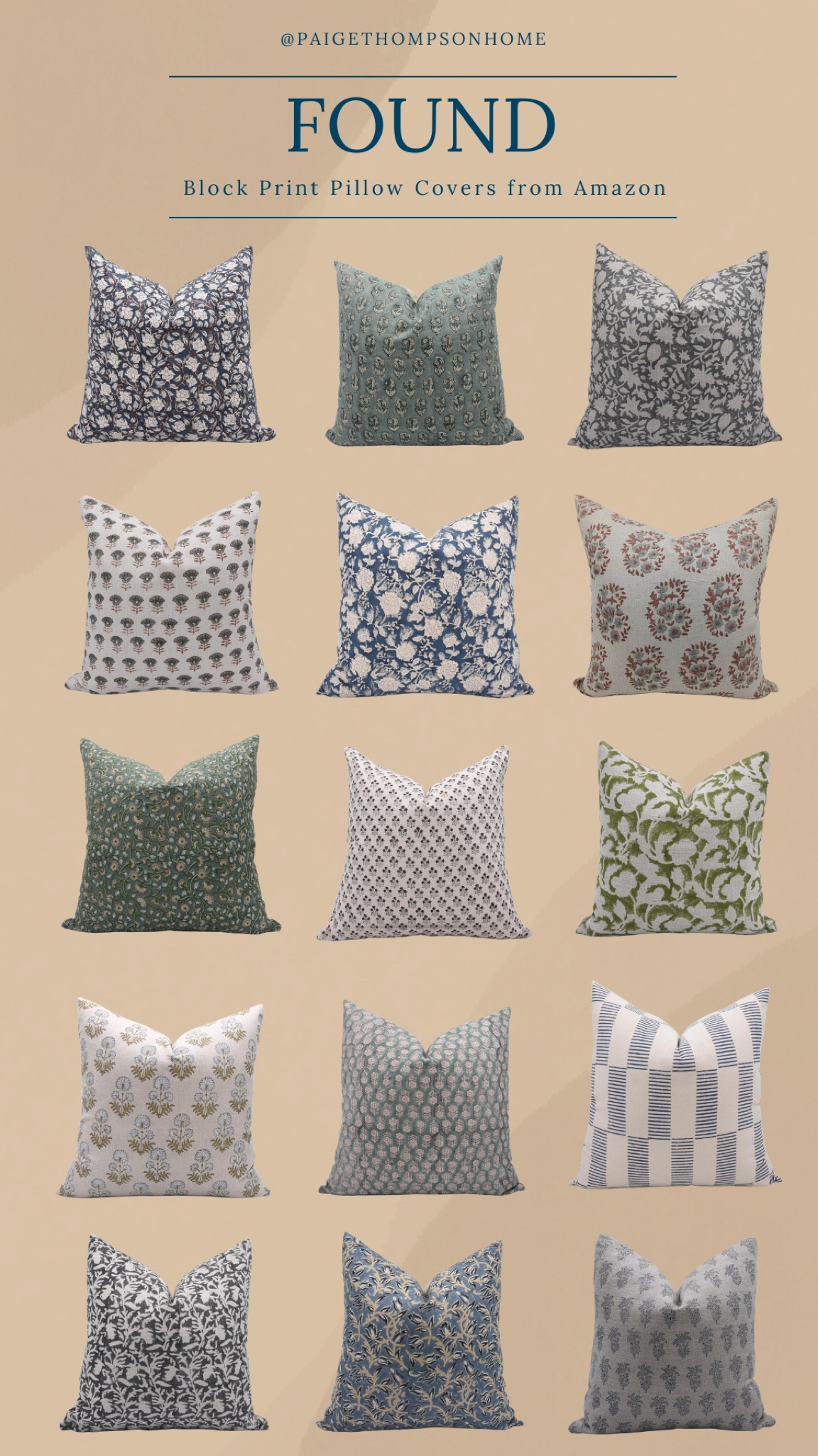 Found// Beautiful block print pillow covers from Amazon

#LTKhome