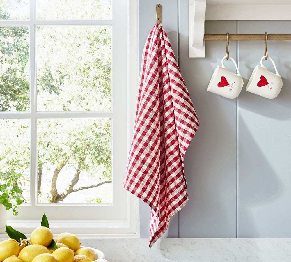 Heart Gingham Organic Cotton Tea Towels - Set of 2 | Pottery Barn (US)