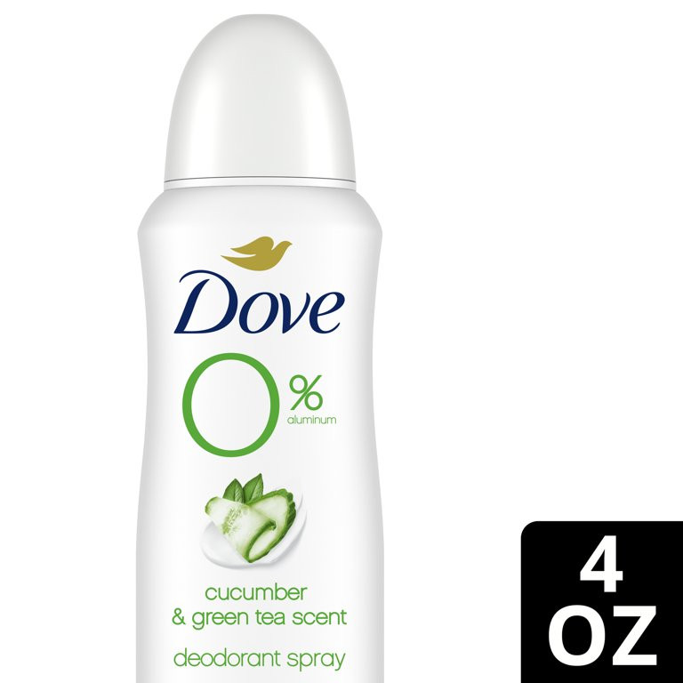 Dove 0% Aluminum Women's Deodorant Spray, Cucumber and Green Tea, 4 oz | Walmart (US)
